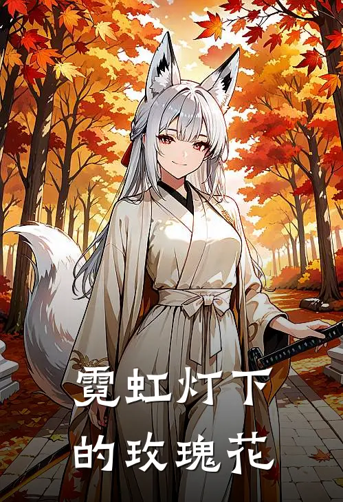 霓虹灯下的玫瑰花